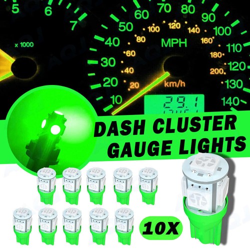 10x green t10 194 led - 10x, bulbs